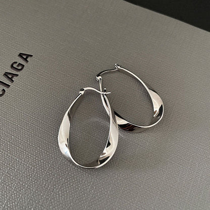 🏆Flash Sale⚡Sterling Silver Mobius Twist Hoop Earrings - W18