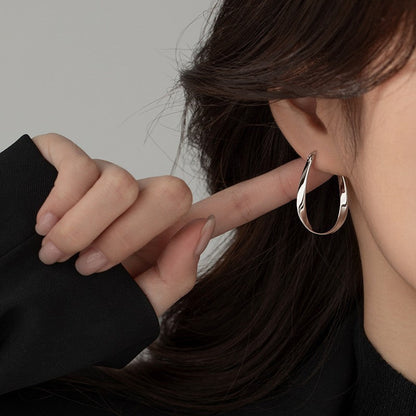 🏆Flash Sale⚡Sterling Silver Mobius Twist Hoop Earrings - W18